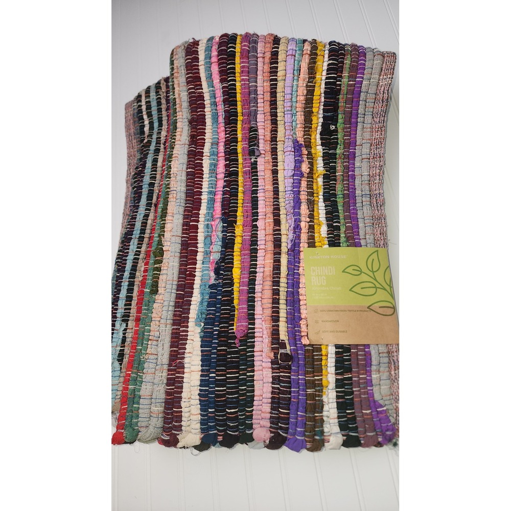 Kirkton House Chindi Rug Unisex 48x66 Multi-Color Handwoven Striped Boho Accent